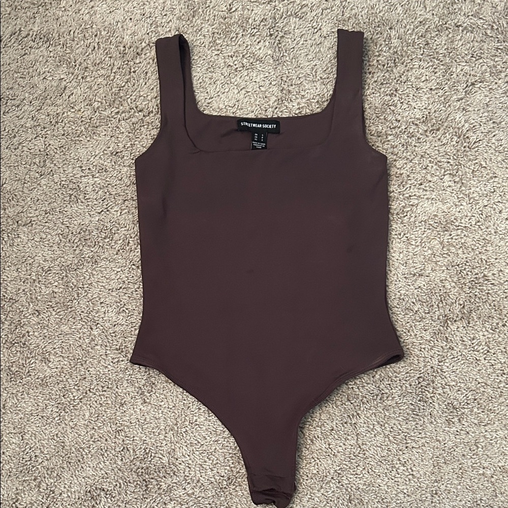Brown Square Neck Bodysuit